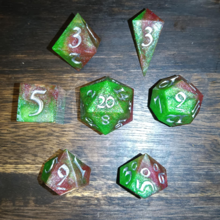 Cherry Venom – Red Sharp Edge Dice Set for D&D & Pathfinder | BuyDice.ca