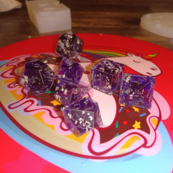 Moonveil – Purple Shimmer Sharp Edge Dice for Nighttime RPGs | BuyDice.ca