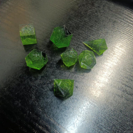 Emerald Wisp – Green Sharp Edge Dice Set for D&D & Fantasy | BuyDice.ca